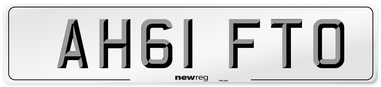 AH61 FTO Number Plate from New Reg